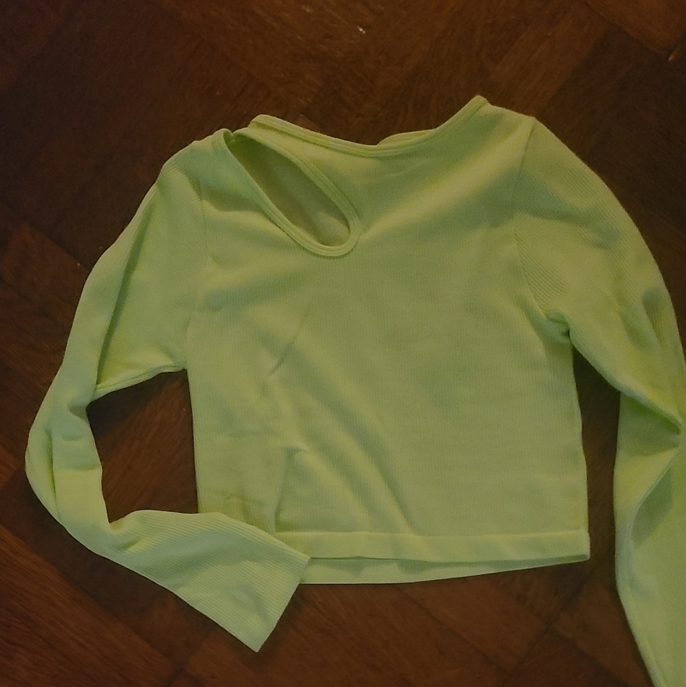 NWOT AURO WORKOUT CROPPED TOP LIME GREEN XXS hp🔥🔥🔥🔥 - Picture 7 of 8